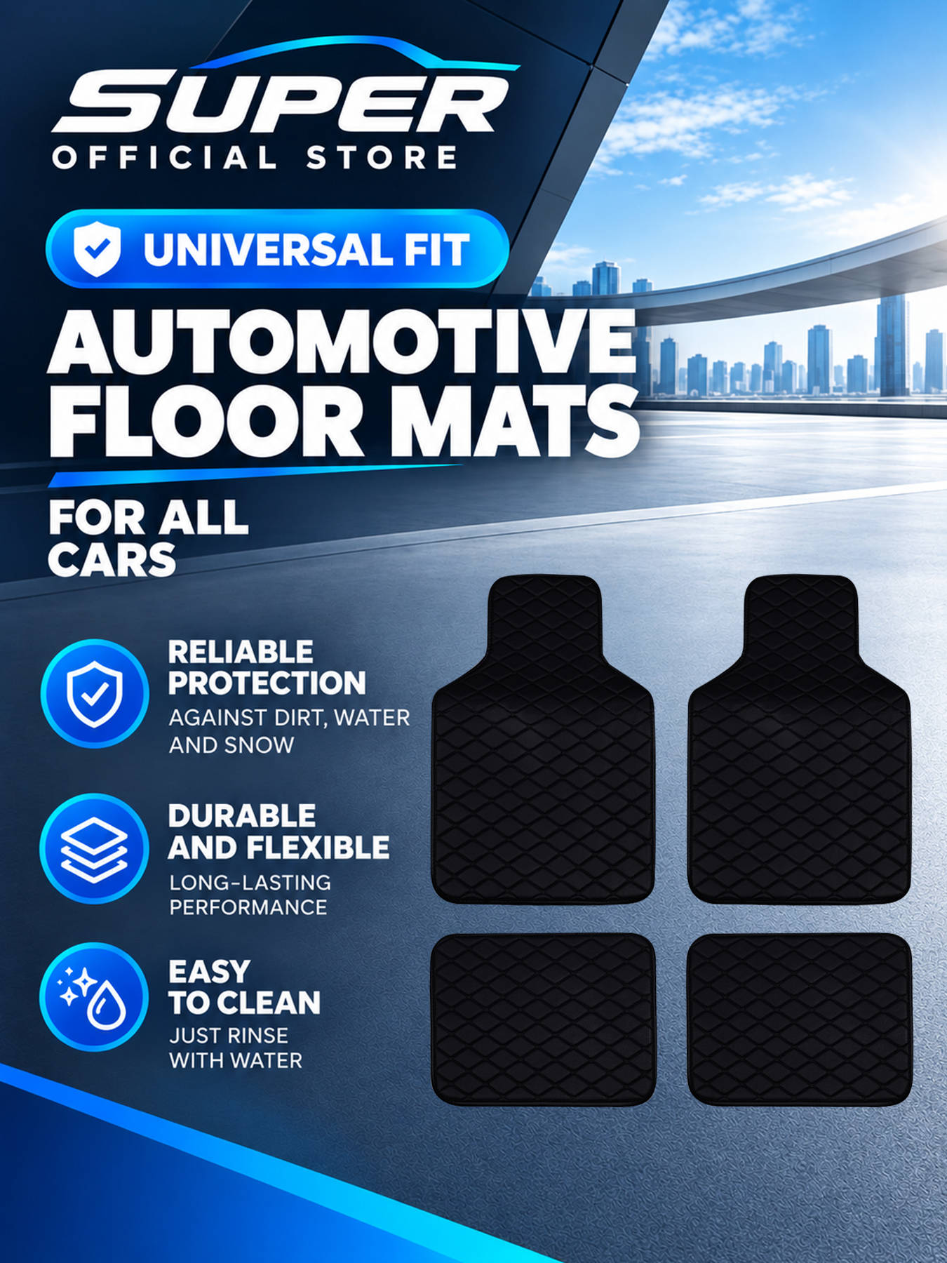 Car Floor Mats Universal Waterproof Leather - Kompletny zestaw uniwersalnych, antypoślizgowych, wodoodpornych dywaników