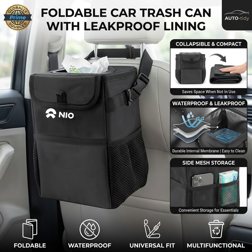 Waterproof Car Trash Can With Lid - Składany, przenośny, szczelny, wodoodporny kosz na