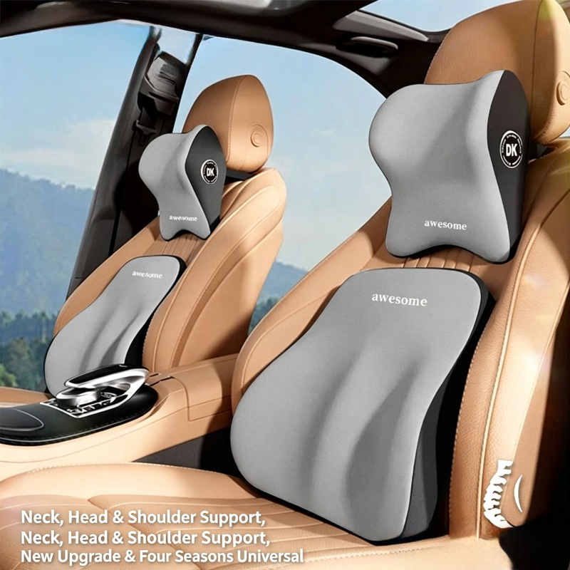 Memory Foam Car Neck Pillow Lumbar Support - Zestaw poduszki pod szyję i podparcia