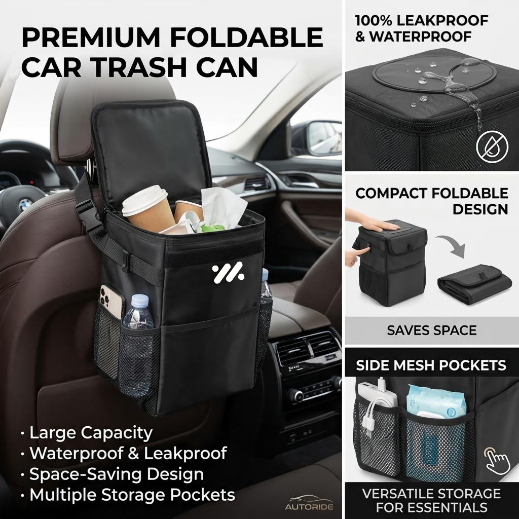 Waterproof Car Trash Can With Lid - Wodoodporna torba do przechowywania odpadów w