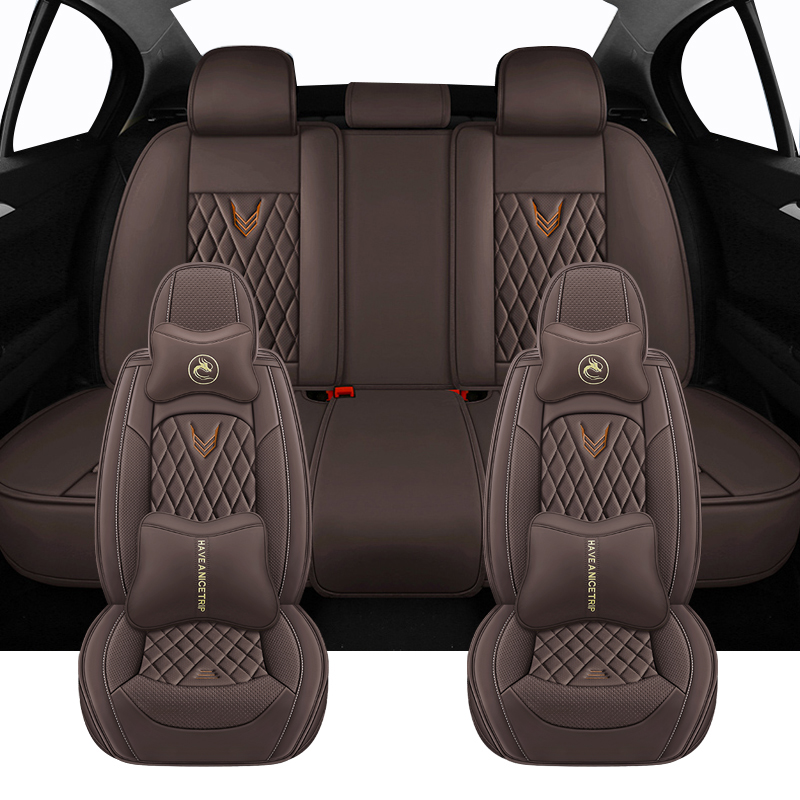 Leather Car Seat Covers Full Set Universal - Pełny zestaw uniwersalnych pokrowców na fotele