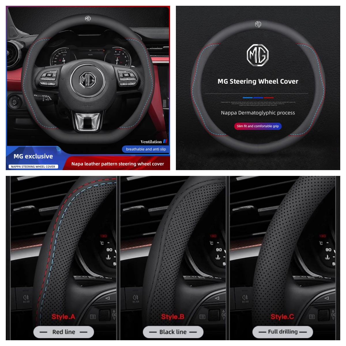 Car Steering Wheel Cover Anti Slip Breathable - 1 szt. Pokrowiec na kierownicę samochodową