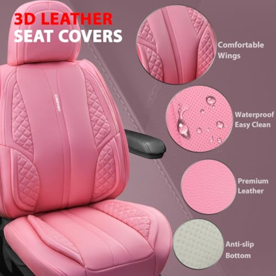 Różowe pokrowce na siedzenia s – Leather Car Seat Covers Full Set Universal recenzja i cena